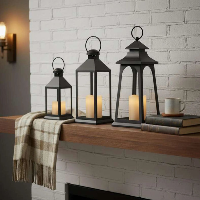 Deia Led Lantern With Candle 15X15X30.5Cm - Black