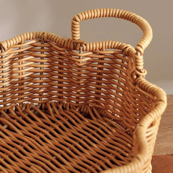 Deia Plastic Rattan Tray 37X26.5X11.5Cm - Brown Pan Home