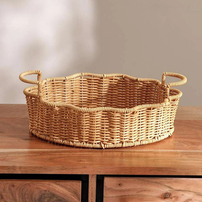Deia Plastic Rattan Tray 37X26.5X11.5Cm - Brown Pan Home