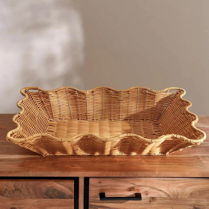 Deia Plastic Rattan Tray 60X39.5X11Cm - Brown