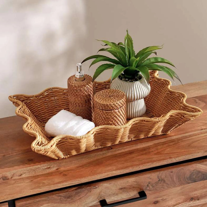 Deia Plastic Rattan Tray 60X39.5X11Cm
