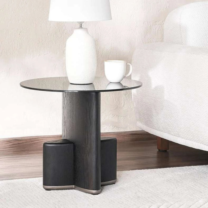 Delger End Table Tempered Glass - Black & Gold