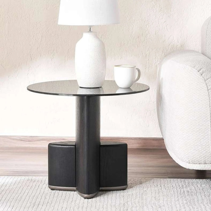 Delger End Table Tempered Glass - Black & Gold