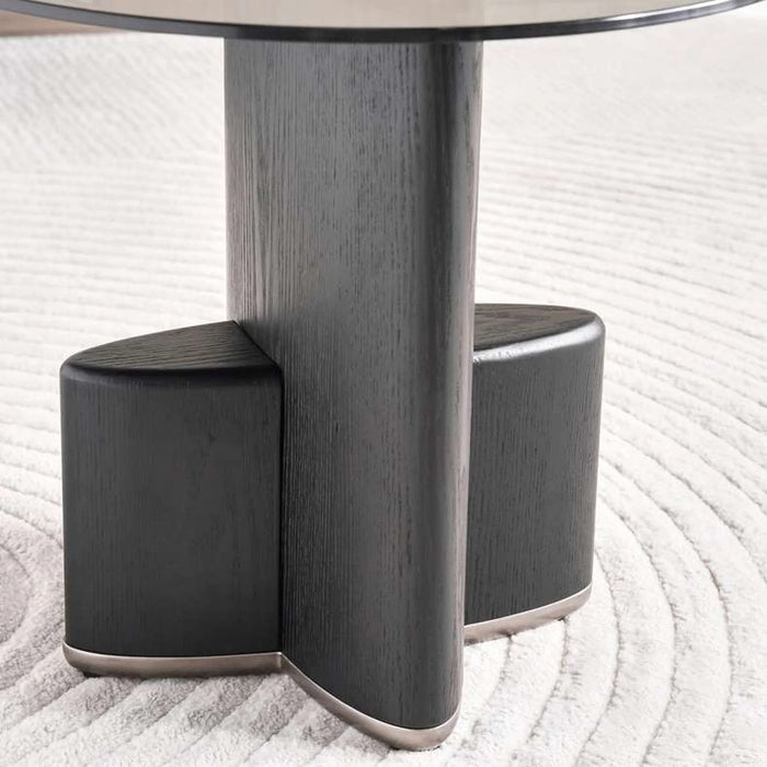 Delger End Table Tempered Glass - Black & Gold