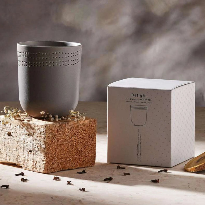 Delight Dark Amber Scented Jar Candle 210Gm - Grey- 35Hrs