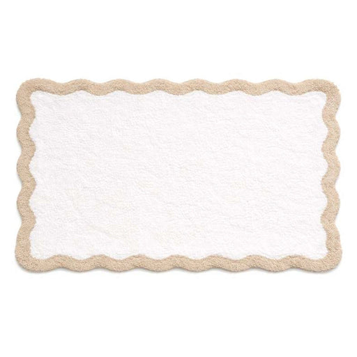 Delilah Scallop Cotton Bathmat 60X90Cm - Beige/White PAN HOME