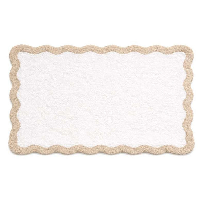 Delilah Scallop Cotton Bathmat 60X90Cm - Beige/White