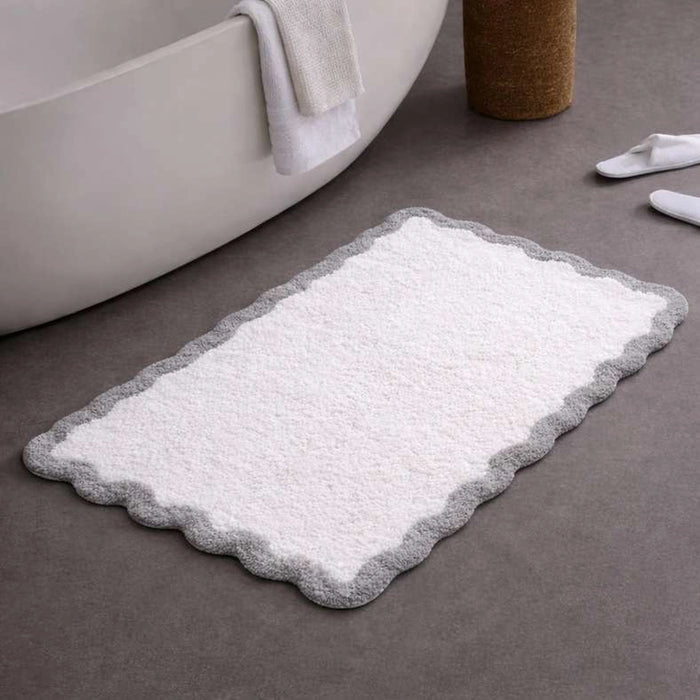 Delilah Scallop Cotton Bathmat 60X90Cm - Grey/White