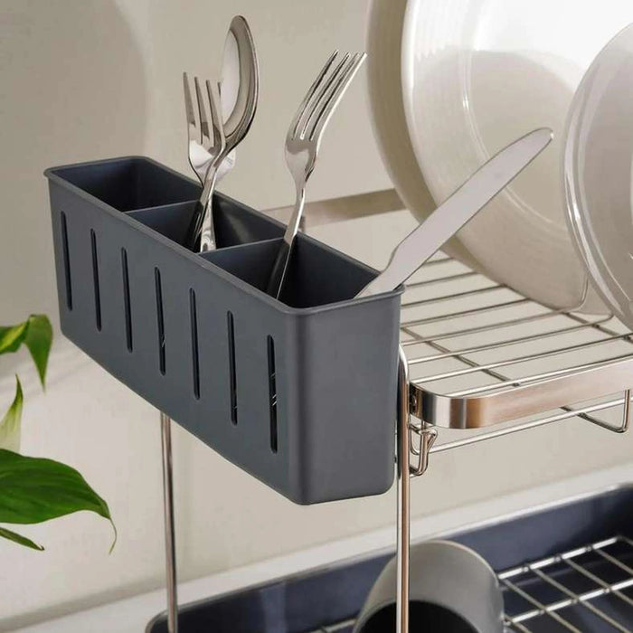 Delsy 2-Tier Dish Rack Silver Pan Home