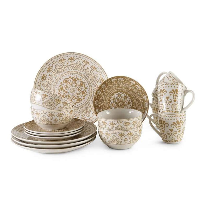 Delvin 16-Piece Porcelain Dinner Set - Beige