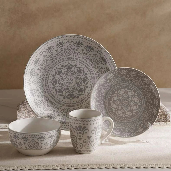 Delvin 16-Piece Porcelain Dinner Set - Grey