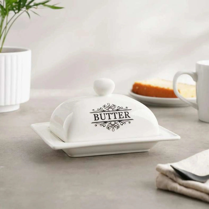 Denbi Butter Dish 16.4X12X9Cm - White Pan Home