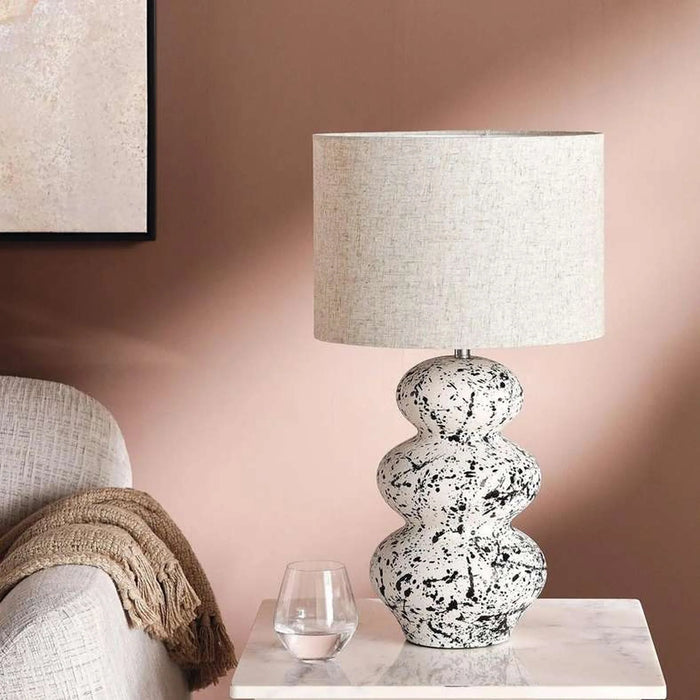 Denver E27 Ceramic Table Lamp 36X61Cm - White/Black