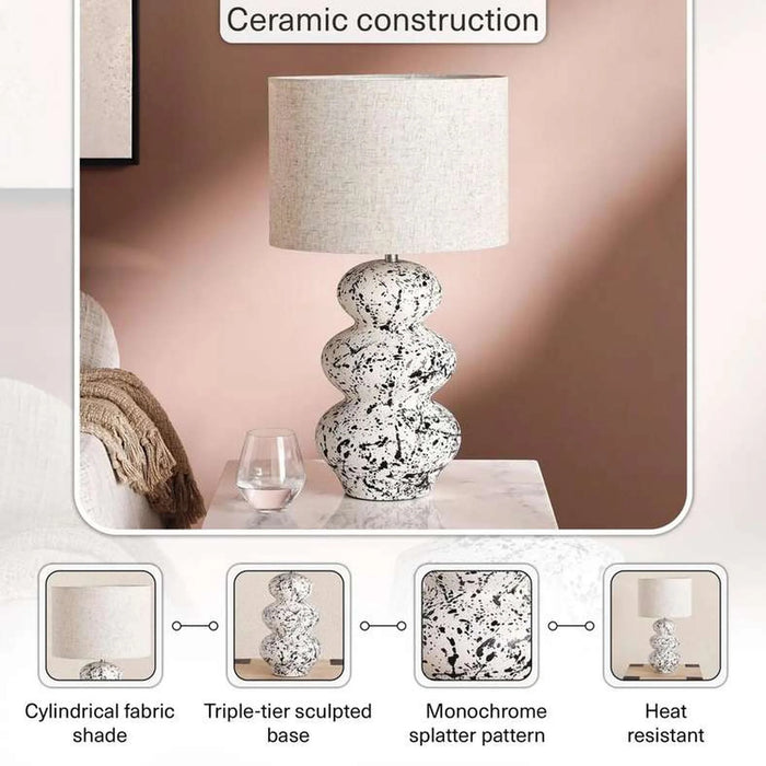 Denver E27 Ceramic Table Lamp 36X61Cm - White/Black