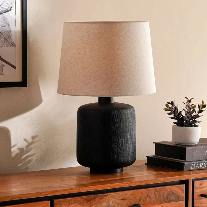 Denzo E27 Polyresin Table Lamp Dia 35X54Cm - Black