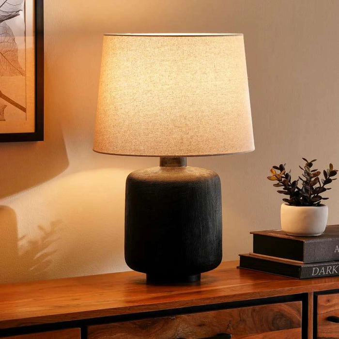 Denzo E27 Polyresin Table Lamp Dia 35X54Cm - Black