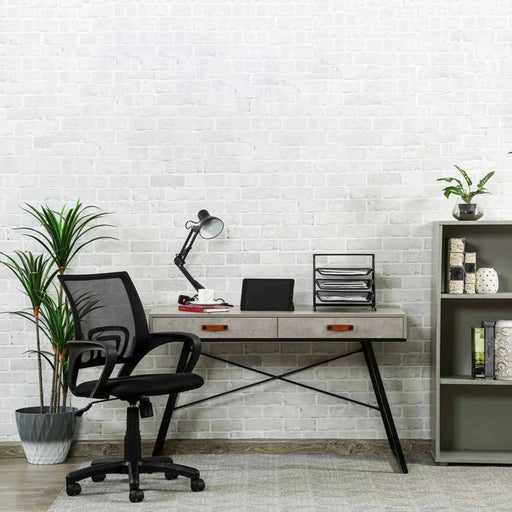 Deroche Writing Desk With Drawer - Grey Black Pan Home