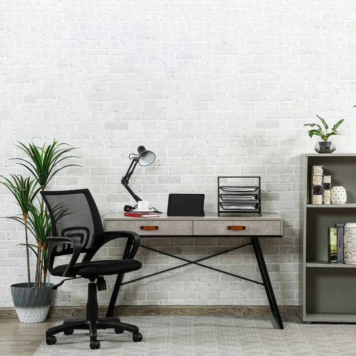 Deroche Writing Desk With Drawer - Grey Black Pan Home