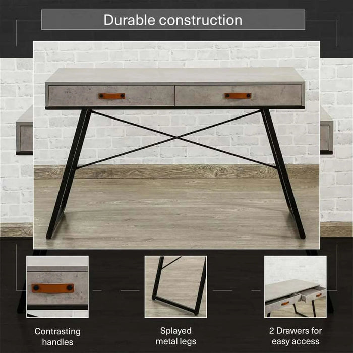 Deroche Writing Desk With Drawer - Grey Black Pan Home