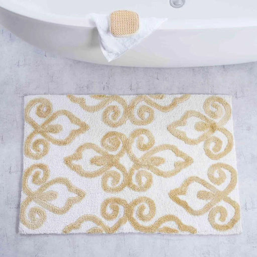 Designora Damask Tufted Bathmat 60X90Cm - Gold Pan Home