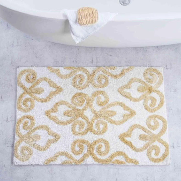 Designora Damask Tufted Bathmat 60X90Cm - Gold Pan Home