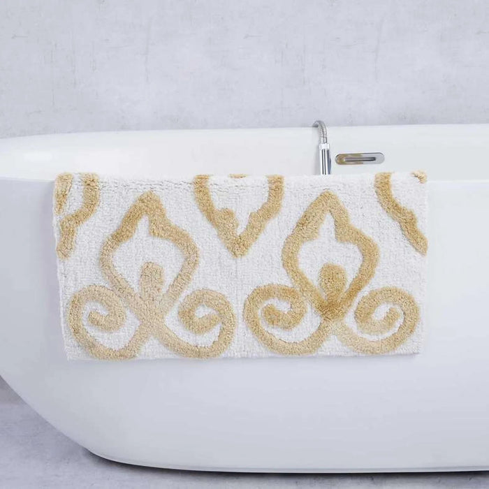 Designora Damask Tufted Bathmat 60X90Cm - Gold Pan Home