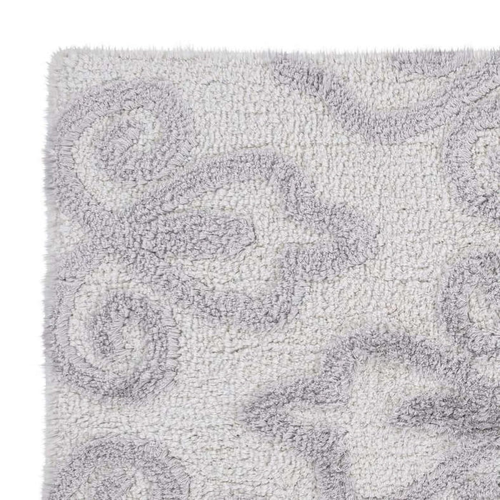 Designora Damask Tufted Bathmat 60X90Cm - Silver Pan Home