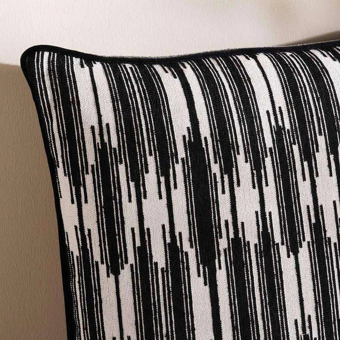 Designora Ikat Jacquard Filled Cushion With Feather Insert - Black Pan Home