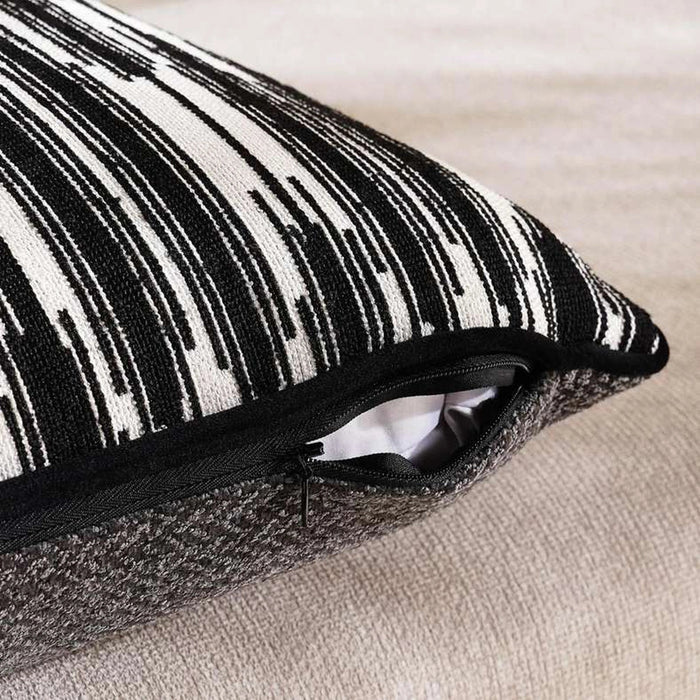 Designora Ikat Jacquard Filled Cushion With Feather Insert - Black Pan Home