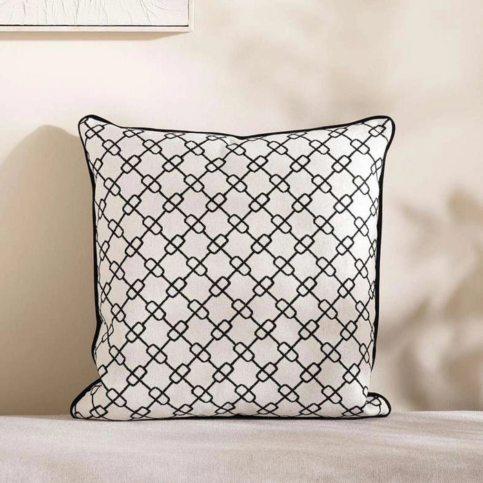 Designora Interlace Filled Cushion With Feather Insert - Black Pan Home