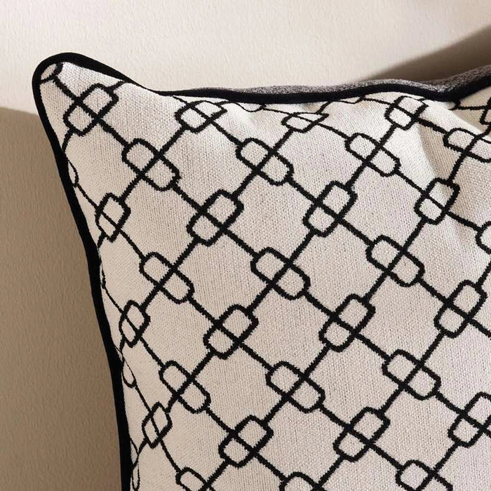 Designora Interlace Filled Cushion With Feather Insert - Black Pan Home
