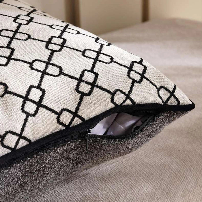 Designora Interlace Filled Cushion With Feather Insert - Black Pan Home