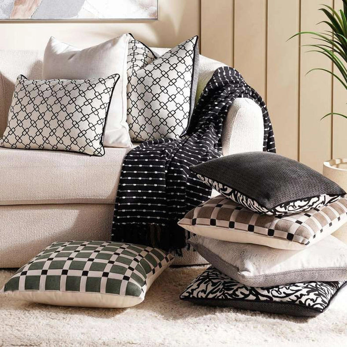 Designora Interlace Filled Cushion With Feather Insert - Black Pan Home