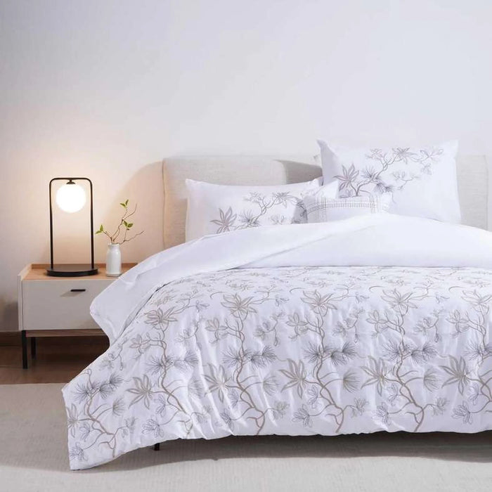 Designora Royal Garden 4-Piece Embroidered Comforter Set 250X260Cm -Beige