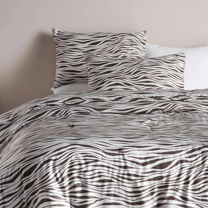 Designora Zebra 3-Piece King Comforter Set 240X260Cm - Grey