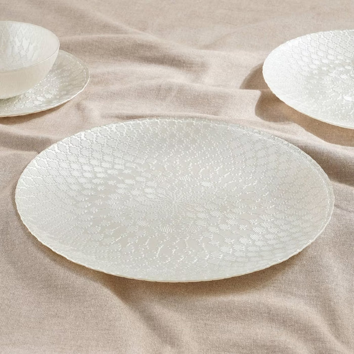 Destina Glass Charger Plate Dia32Cm -Pearl White