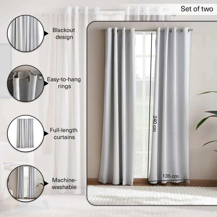 Dextor Blackout Curtain Pair - Grey Pan Home