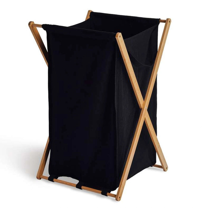 Dhafne Bamboo Frame Laundry Hamper 50X43X76cm - Black Pan Home