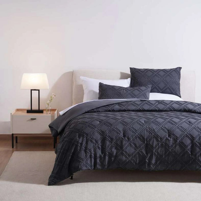 Diamond Tufted 2-Piece Comforter Set 160X220Cm - Grey