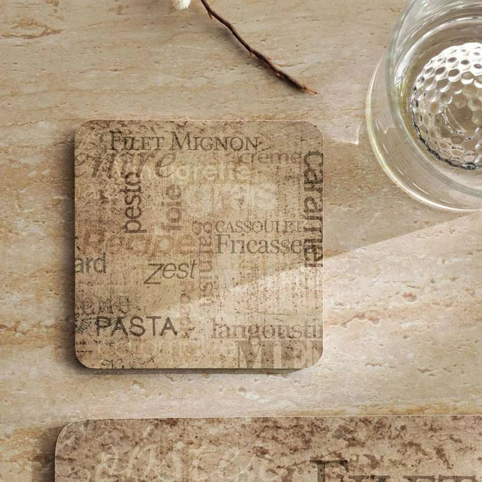 Dine 4Piece Corkback Coaster Set 10X10Cm - Gold Pan Home