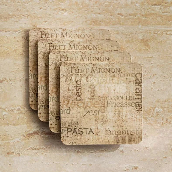 Dine 4Piece Corkback Coaster Set 10X10Cm - Gold Pan Home