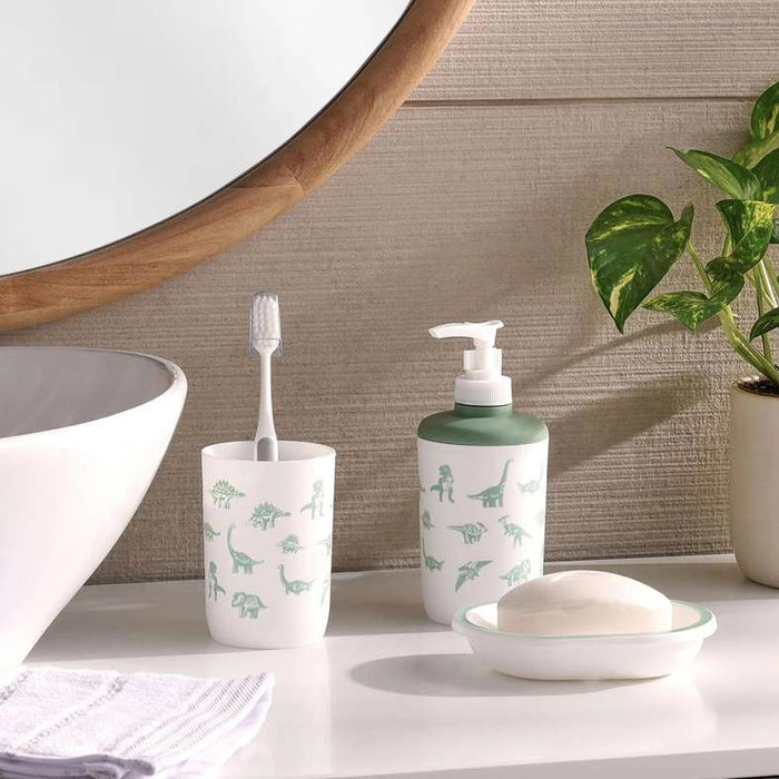Dino Field Bath Accessory 3Pc Set-Green Pan Home