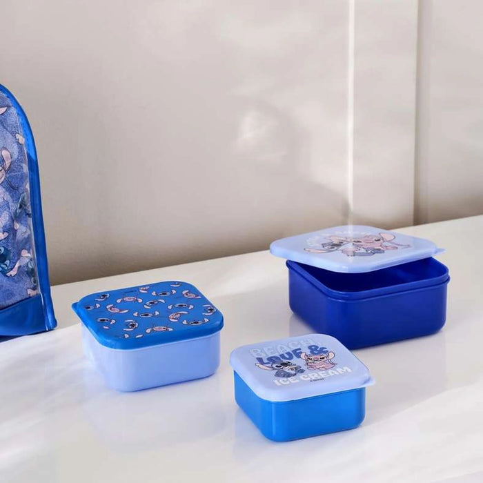 Disney Stitch 3 Piece Food Storage Container Set 13.5X 3.5X6Cm-Blue
