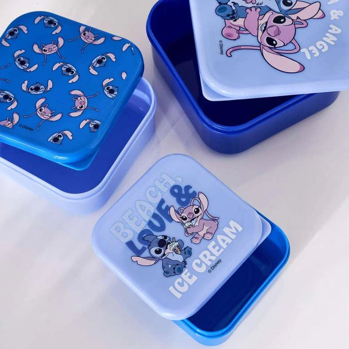 Disney Stitch 3 Piece Food Storage Container Set 13.5X 3.5X6Cm-Blue