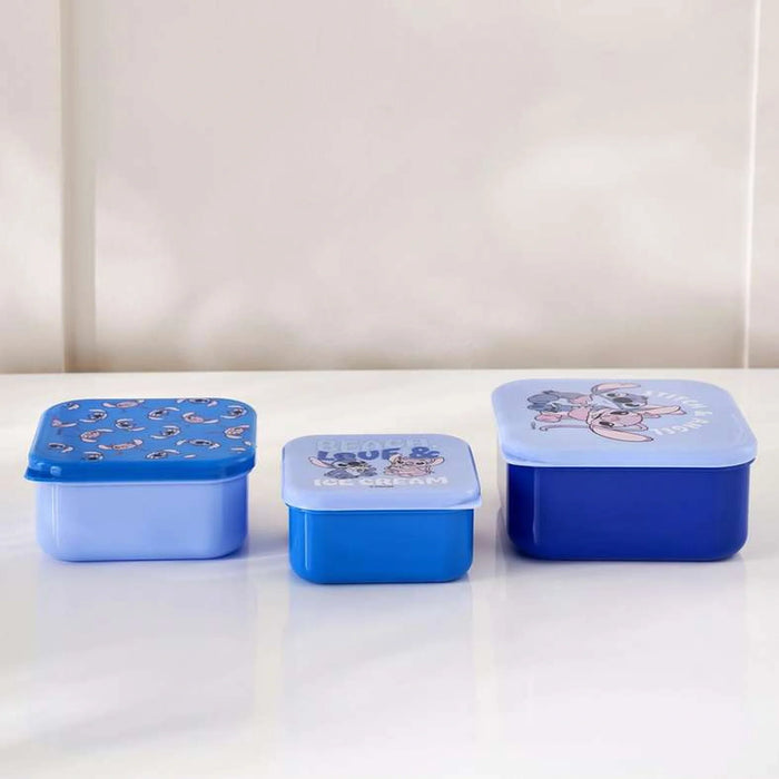 Disney Stitch 3 Piece Food Storage Container Set 13.5X 3.5X6Cm-Blue