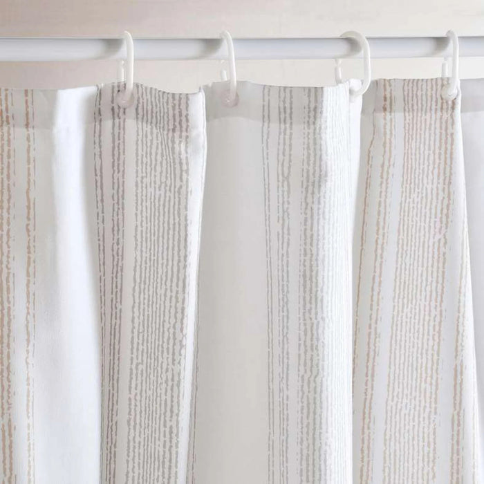 Distress Stripe Canvas Shower Curtain 180X180Cm- Beige Pan Home