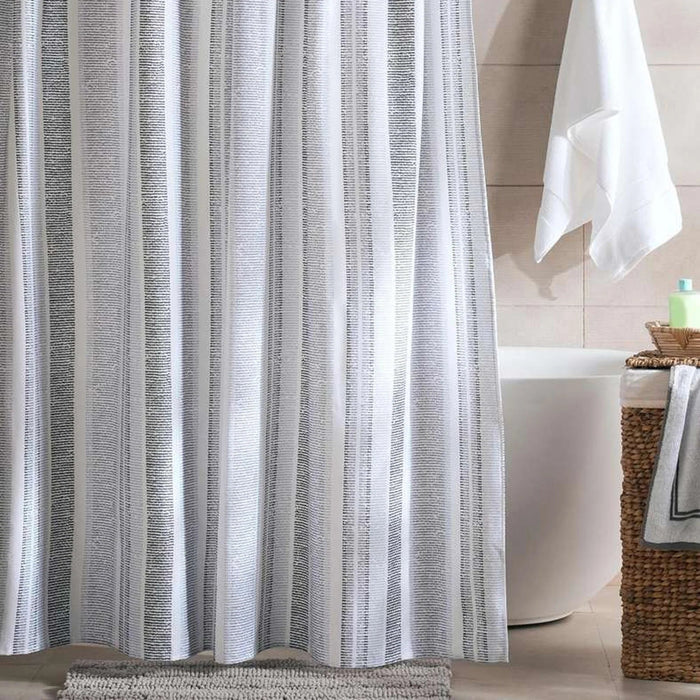 Distress Stripe Canvas Shower Curtain 180X180Cm- Grey Pan Home