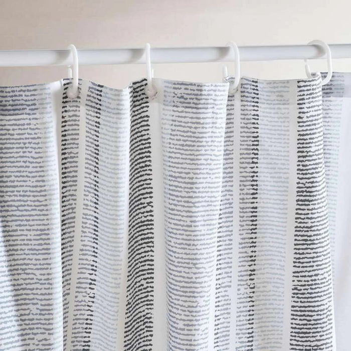 Distress Stripe Canvas Shower Curtain 180X180Cm- Grey Pan Home
