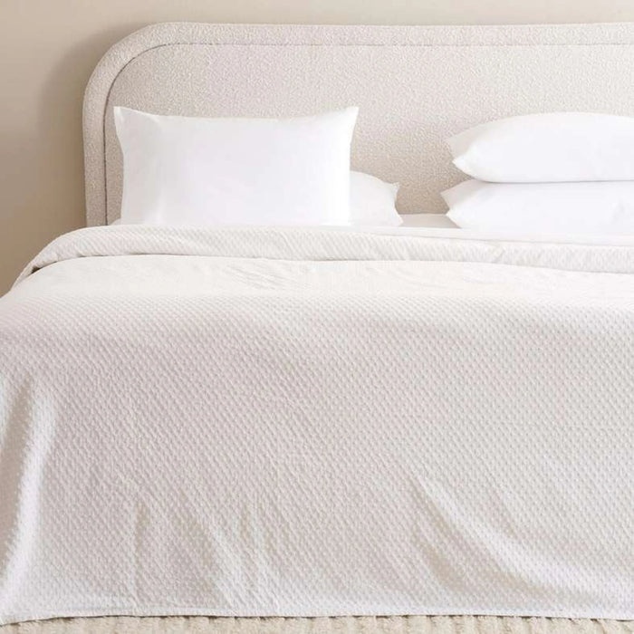Dobby Squares Soft Cotton Bedspread 220X240 Cm -White