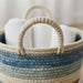 Domino Stripe Basket 23.5X21.5Cm - Blue Pan Home